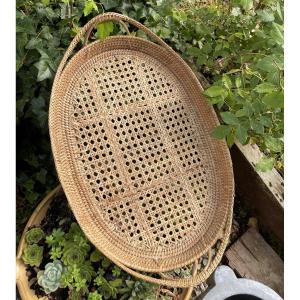 Large Woven Wicker Serving Tray