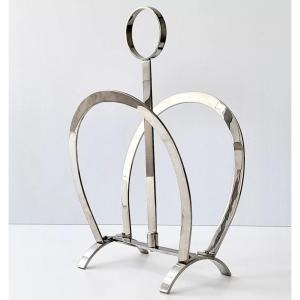 Vintage Silver Metal Magazine Rack 1970 Dlg By Hermès 