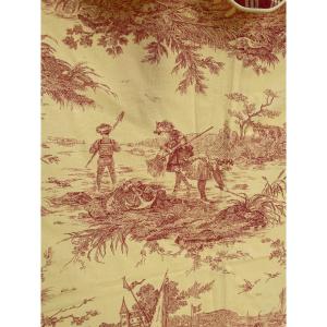 A Large Double Toile De Jouy Curtain