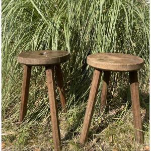 The Pair Of Brutalist Stools