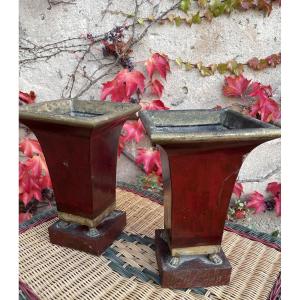 The Pair Of Sheet Metal Vases, From The Restoration Period