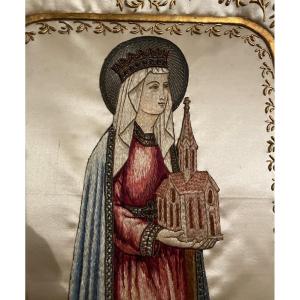 Needle Painting Depicting Saint Clotilde