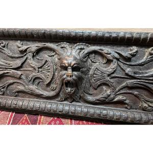 Carved Wooden Decoration Featuring A Satyr's Head