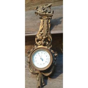Small Barometer In Gilded Wood 