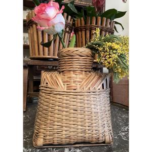 Ikebana Vase Made Of Woven Bamboo 