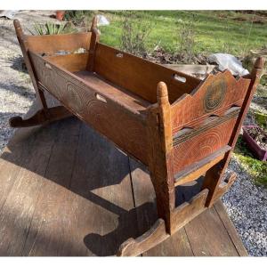 Carved Wooden Cradle, 18th Century.