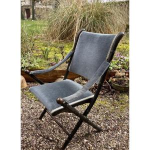 Small Folding Chair In Bamboo-style Wood From The Napoleon III Era 