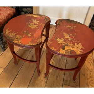 The Pair Of Chinese Lacquered Side Tables