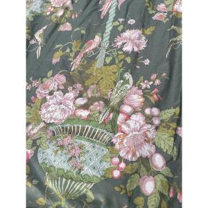 The Pair Of Curtains With Parrots