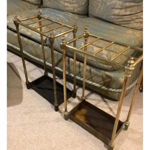 Pair Of Golden Brass Umbrella Stands