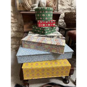 Lot Of Antique Fabric Boxes