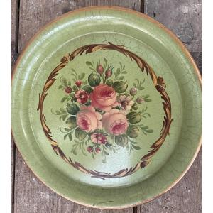 Tray In Painted Sheet Metal, Diameter 30,5 Cm