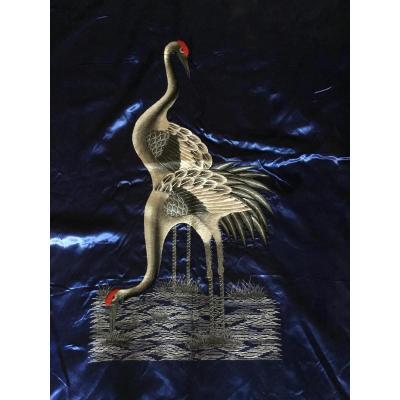 Japanese Embroidery The Cranes, 1900s