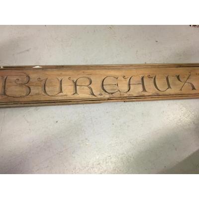 Large Sign Carved Wood Offices, 1900