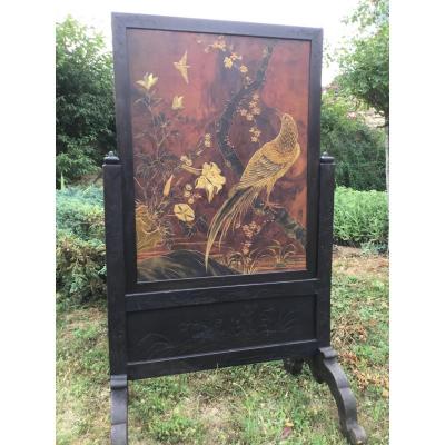 Large Screen Lacquered Wood Japonisant, Dlg De Viardot