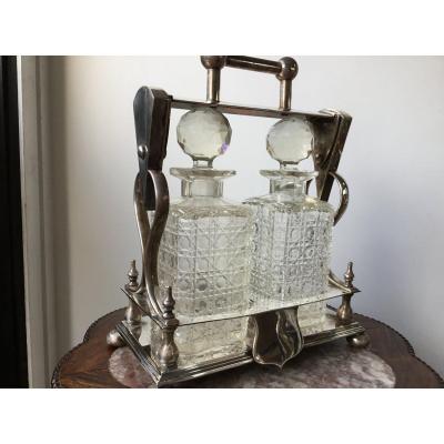 Liquor Cellar Silver Metal And Crystal Baccarat