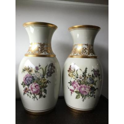 Large Pair Of Porcelain Vases With Etruscan Vase