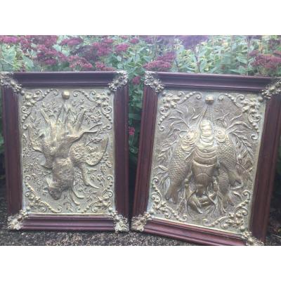 Pair Of Bas Reliefs With Hunting Attributes, Napoleon III