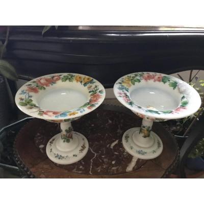 Pair Of Opaline Display Cups, XIXth