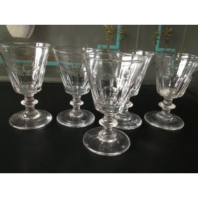 The 5 Small Crystal Cut Pans Glasses