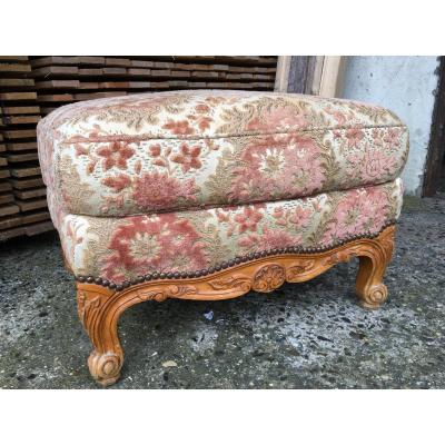 Louis XV Style Velvet Covered Pouffe