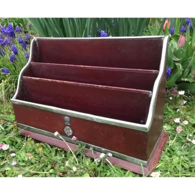 English Mail Organiser , Leather And Silver
