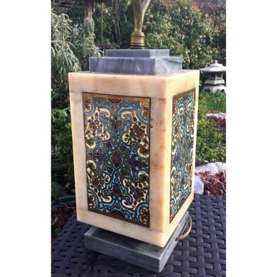 Marble And Cloisonné Enamel Lamp, Art Deco