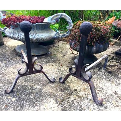 Pair Of Cast Iron Landiers