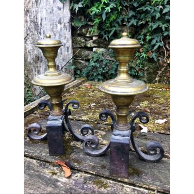 Pair Of Small Cast Iron And Bronze Bedside Tables