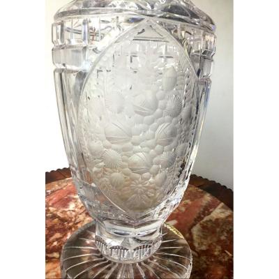 Important Cut And Engraved Crystal Vase, Around 1900