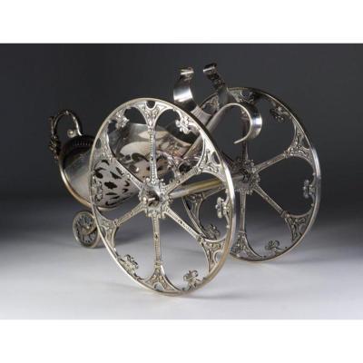 Wmf. Bottle Holder Trolley In Silver Metal