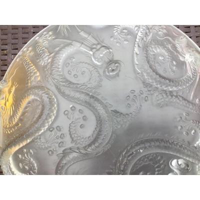 Rare Cup In Molded And Pressed Glass With Dragons