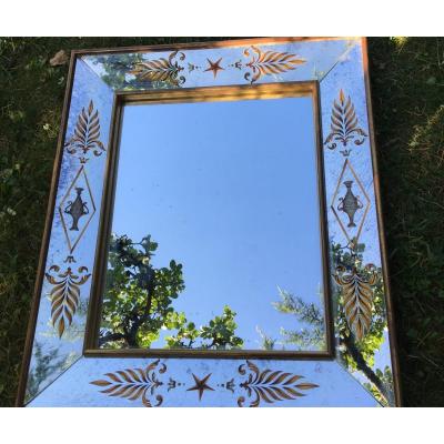 Miroir Verre Églomisé, Décor à L’antique 