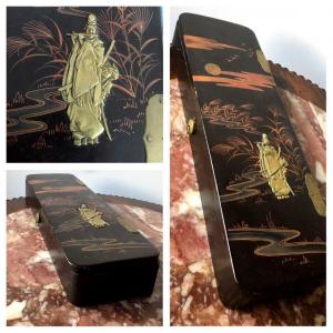 Japanese Glove Box With Brass Inlay