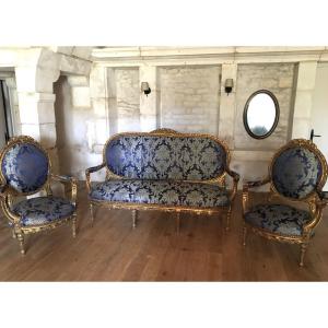 Louis XVI Style Golden Wood Lounge