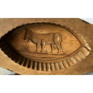 Folk Art, Butter Brand With Cow Pattern