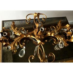 Wall Or Ceiling Lamp In Metal, Leaf Gilding