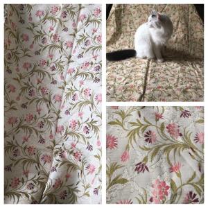 Large Damask Curtain With Pink And Purple Eyelets