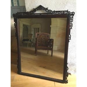 Chimney Mirror In Carved Exotic Wood, China, XIXth