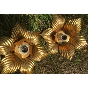 Pair Of Sconces With Golden Foliage