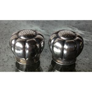 Pair Of Pumpkin Salerons In Sterling Silver