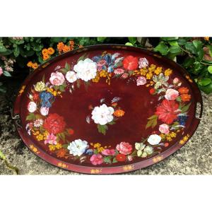 Very Large Tray In Painted Sheet Metal, Napoleon III Period