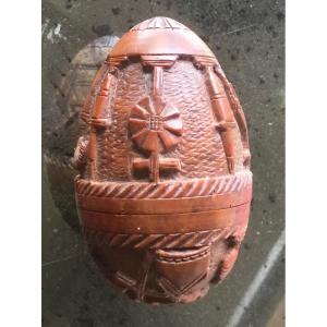 Egg Rosary Holder Carved In Corozzo