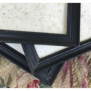The Suite Of 3 Small Frames In Blackened Wood, XIXth
