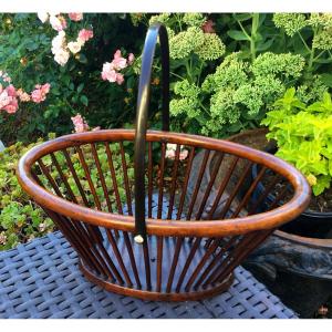 Small Curved Wood Basket, Ivory, England