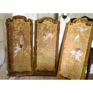 The Large Art Nouveau Embroidered Panel (2 Available)