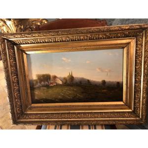 Oil/canvas: Jura Landscape XIX Eme Century