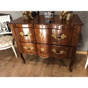 Small Chest Of Drawers Called “sautéuse” In Walnut Crossbow XVIIIth Century