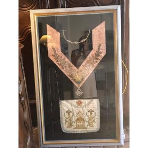 Painting Composed Of Masonic Decorations From The Middle Of The 19th Century