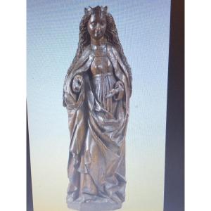 Elizabeth Of Hungary, 16th Century Oak Statue 